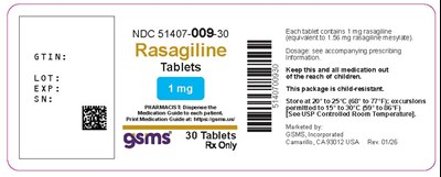Mock (51407-009-30TBD- Rasaglinie Tablets 1 mg)